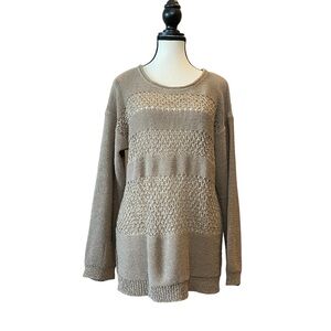 WD.NY Women's Knit Sweater cotton blend, linen look EUC LARGE